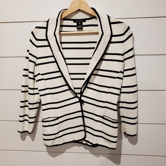 Pink Tartan Sweaters - Pink tartan xs cardigan white black stripe jacket office dressy fitted preppy